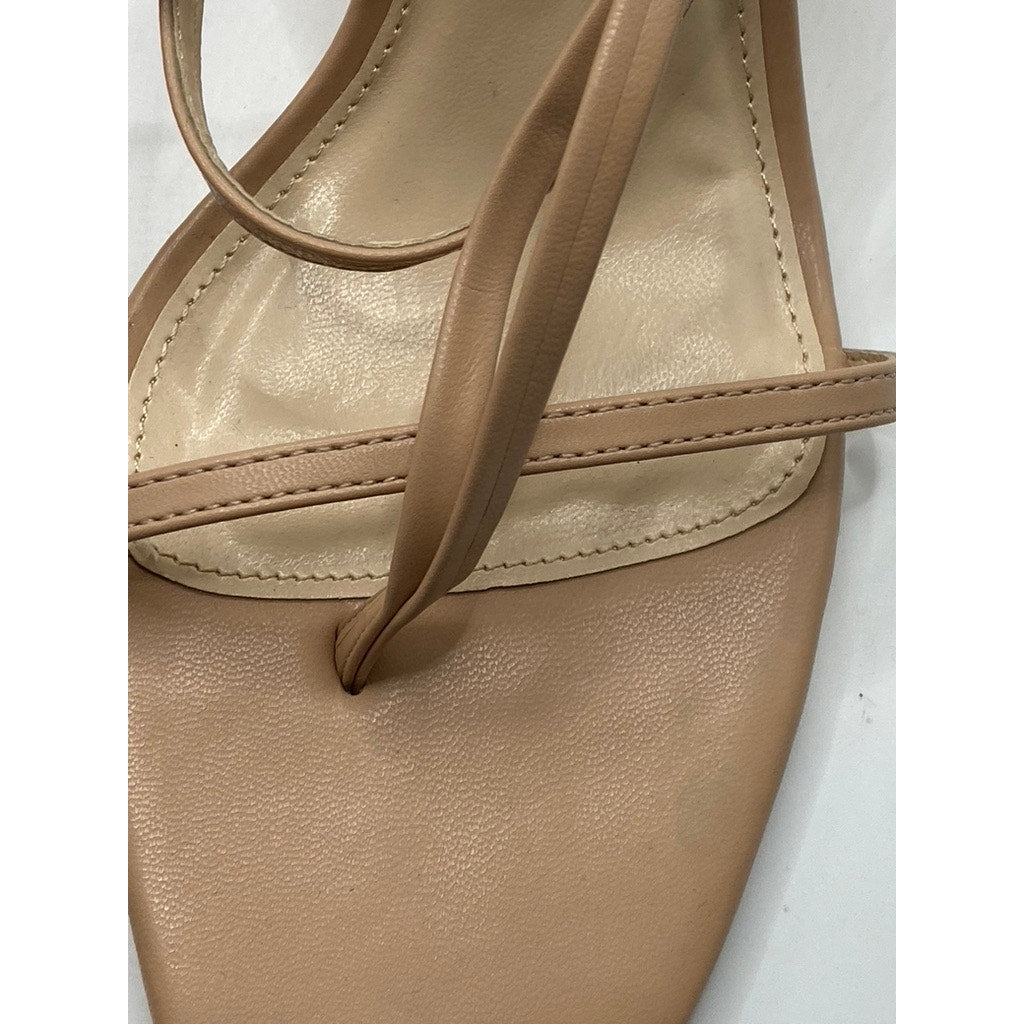 LULUS Women's Light Nude Square-Toe Gladiator Strappy Heels SZ 8.5