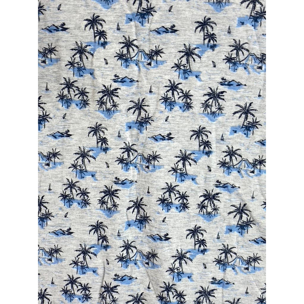 GOODFELLOW & CO Men's Grey Palm Tree Print Crewneck Standard-Fit T-Shirt SZ M