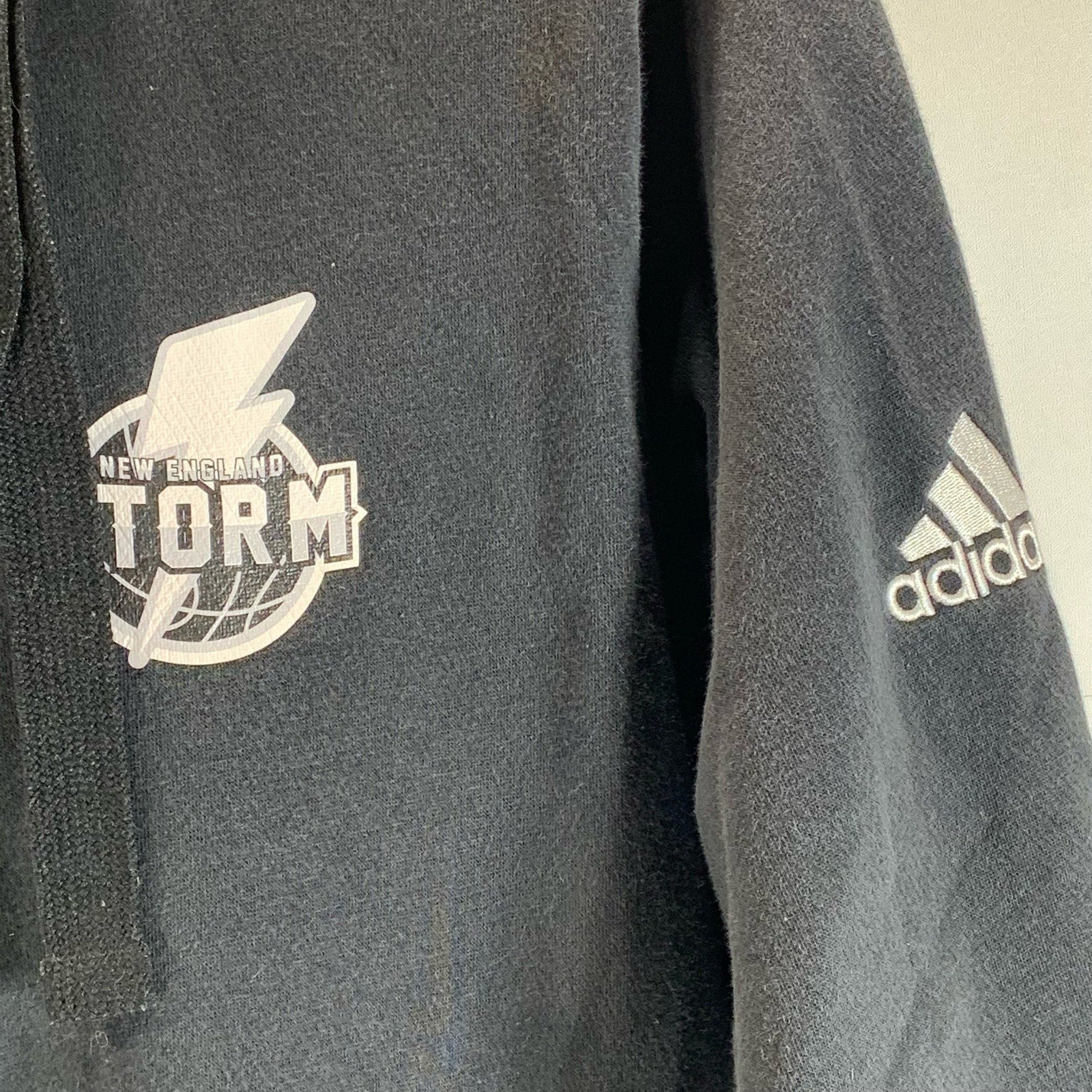 ADIDAS Men's Black New England Storm Logo Fleece Pullover Hoodie SZ S
