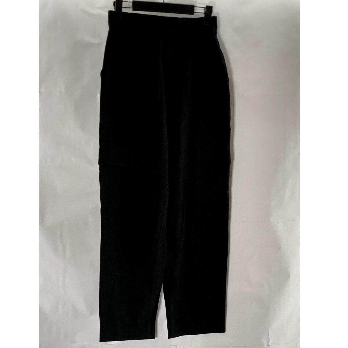A NEW DAY Women's Solid Black Elasticized Pull-On Straight-Leg Cargo Pants SZ XS