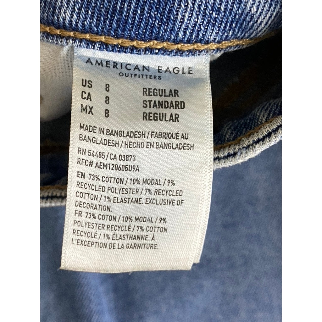 AMERICAN EAGLE Women's Light Blue Regular-Fit Slim-Fit Five-Pocket Jean SZ 8