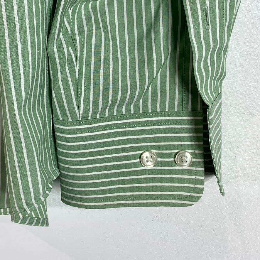 EDDIE BAUER Men's Tall Green Striped Relaxed-Fit Button-Up Shirt SZ L/T