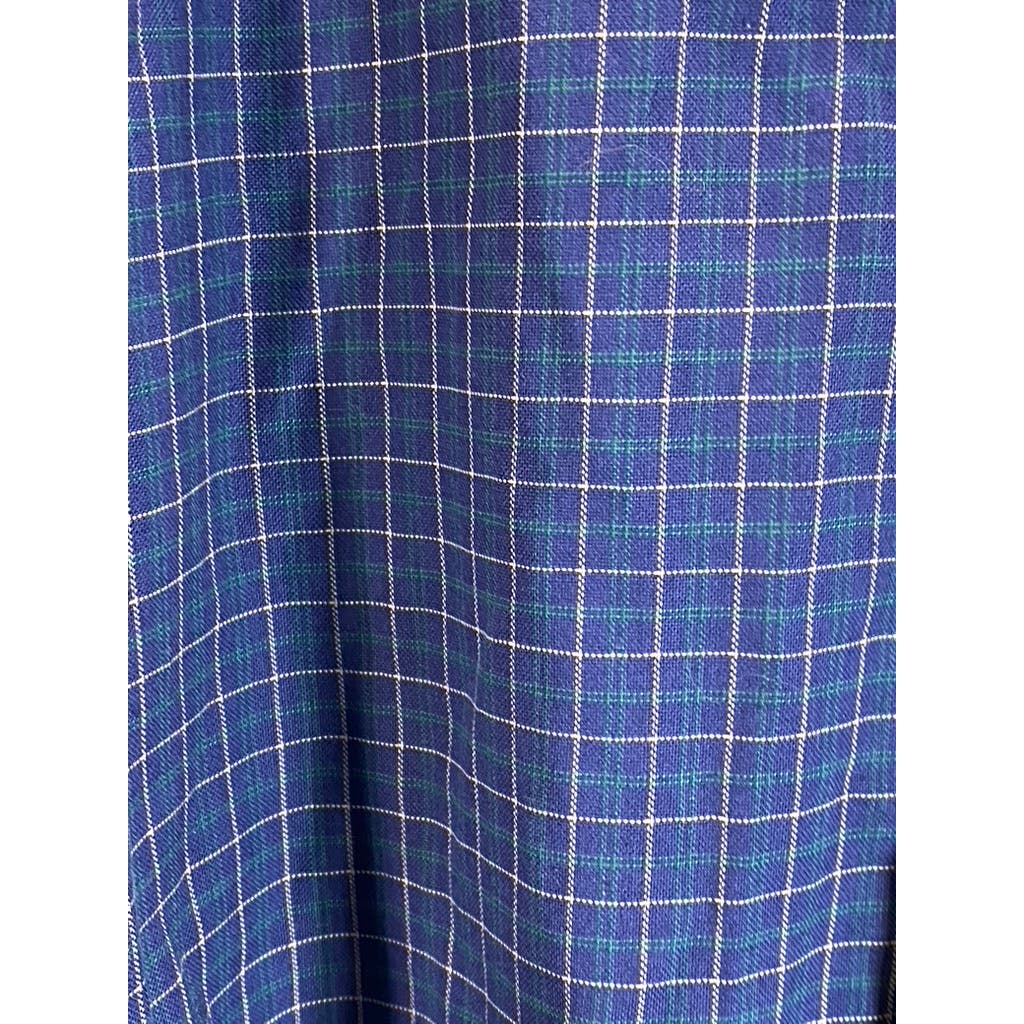 L.L. BEAN Men's Navy Mini Check Button-Up Long Sleeve Dress Shirt SZ 17.5/34