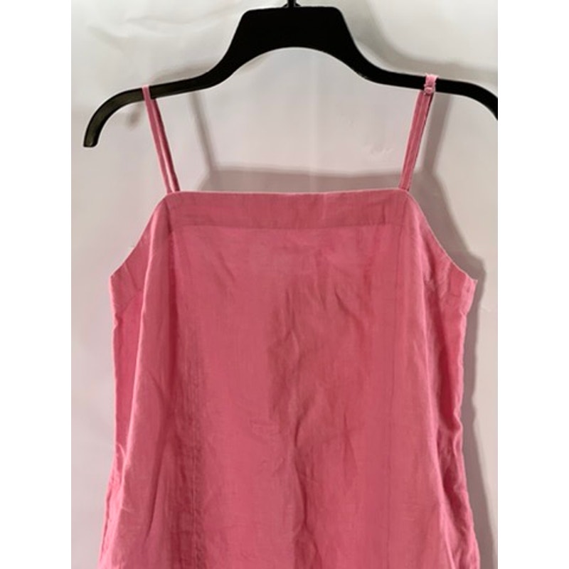 MADEWELL Women's Retro Pink Linen Goldie Straight-Neck Adjustable Mini Dress SZ4