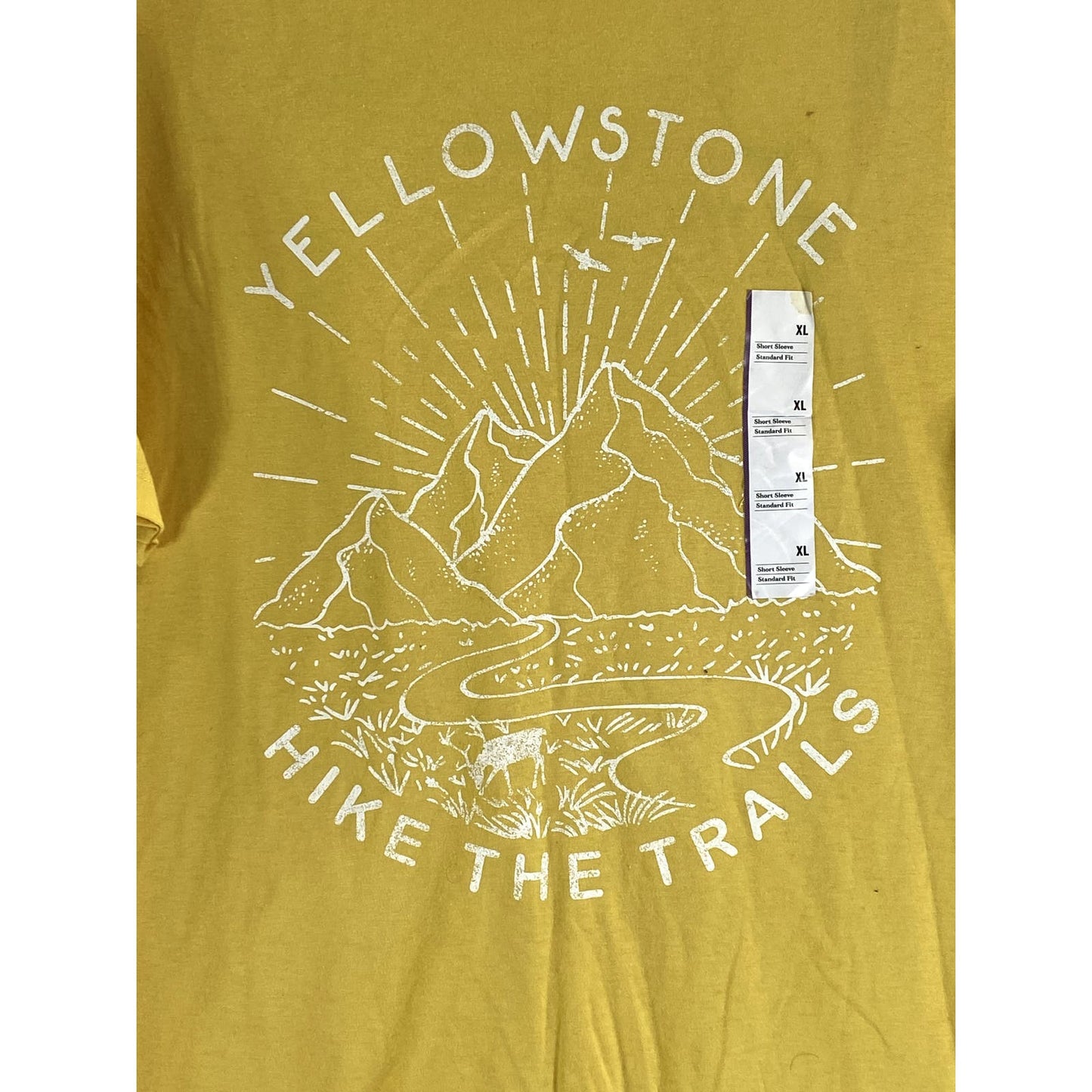 GOODFELLOW & CO Men's Yellow Graphic Yellowstone Hike The Trails T-Shirt SZ XL