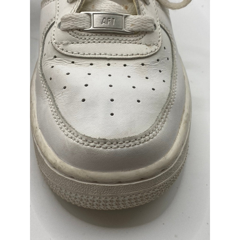 NIKE Kids White Air Force 1 LE Perforated Round-Toe Lace-Up Sneakers SZ 6Y