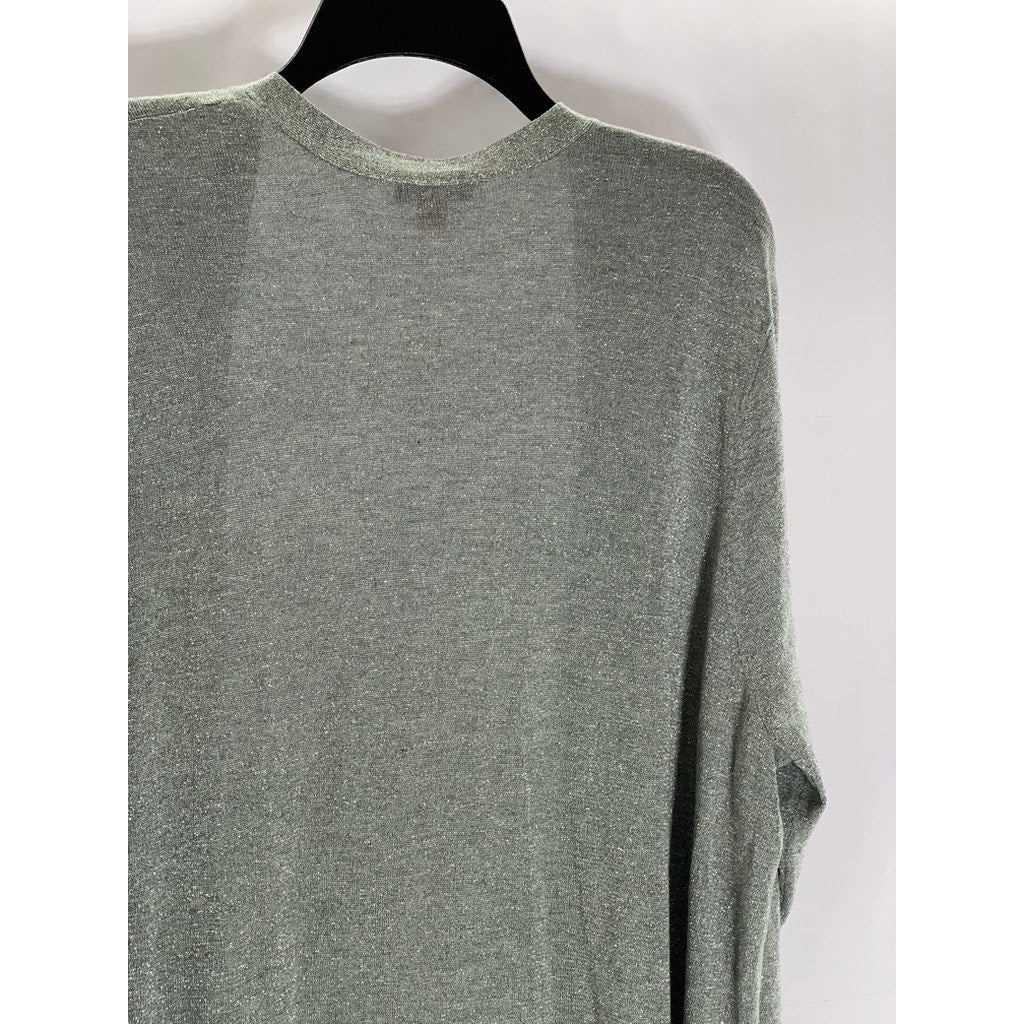 VINCE CAMUTO Women's Plus Size Gray Metallic Open-Front Long Cardigan SZ 3X