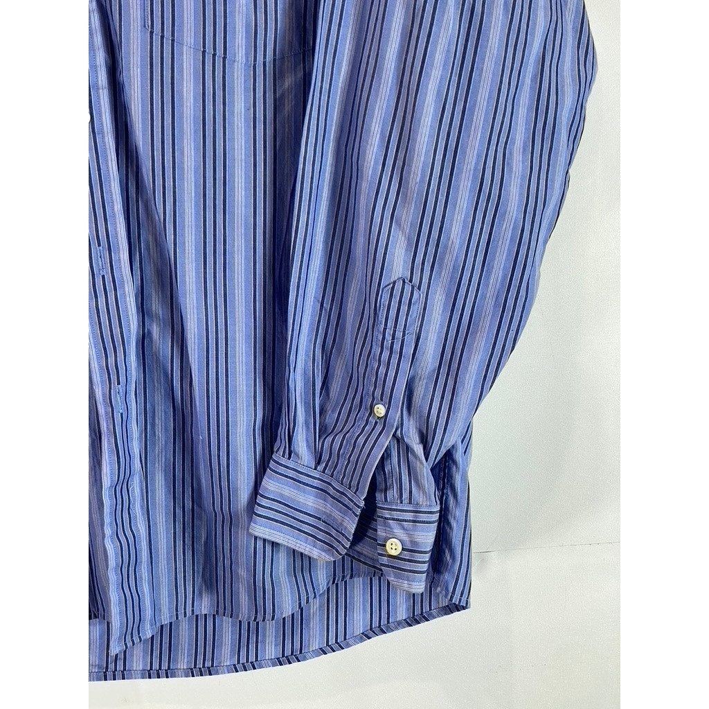 J.CREW Men's Blue Striped Cotton Regular-Fit Button-Up Dress Shirt SZ 15.5/34