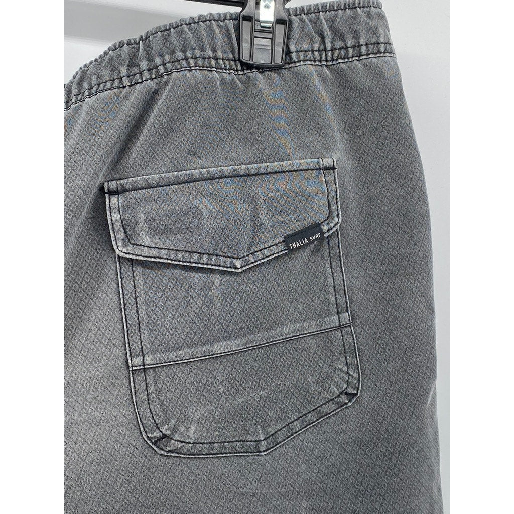 THALIA SURF SHOP Men’s Washed Black Drawstring Pull-On Board Shorts SZ XL