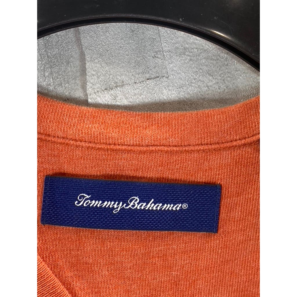 TOMMY BAHAMA Men's Orange V-Neck Long Sleeve Pullover T-Shirt SZ M