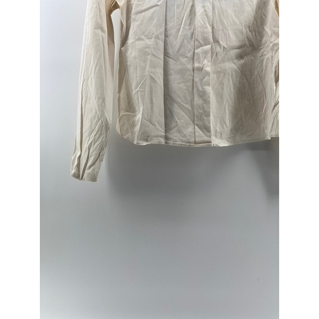ZARA Women's Off-White Bib Collar Long Sleeve Button-Up Top SZ XS