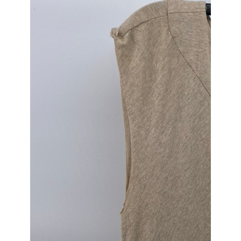 AKIKO Women's Tan Crewneck Sleeveless Cutout Drapey Back Casual Mini Dress SZ XS