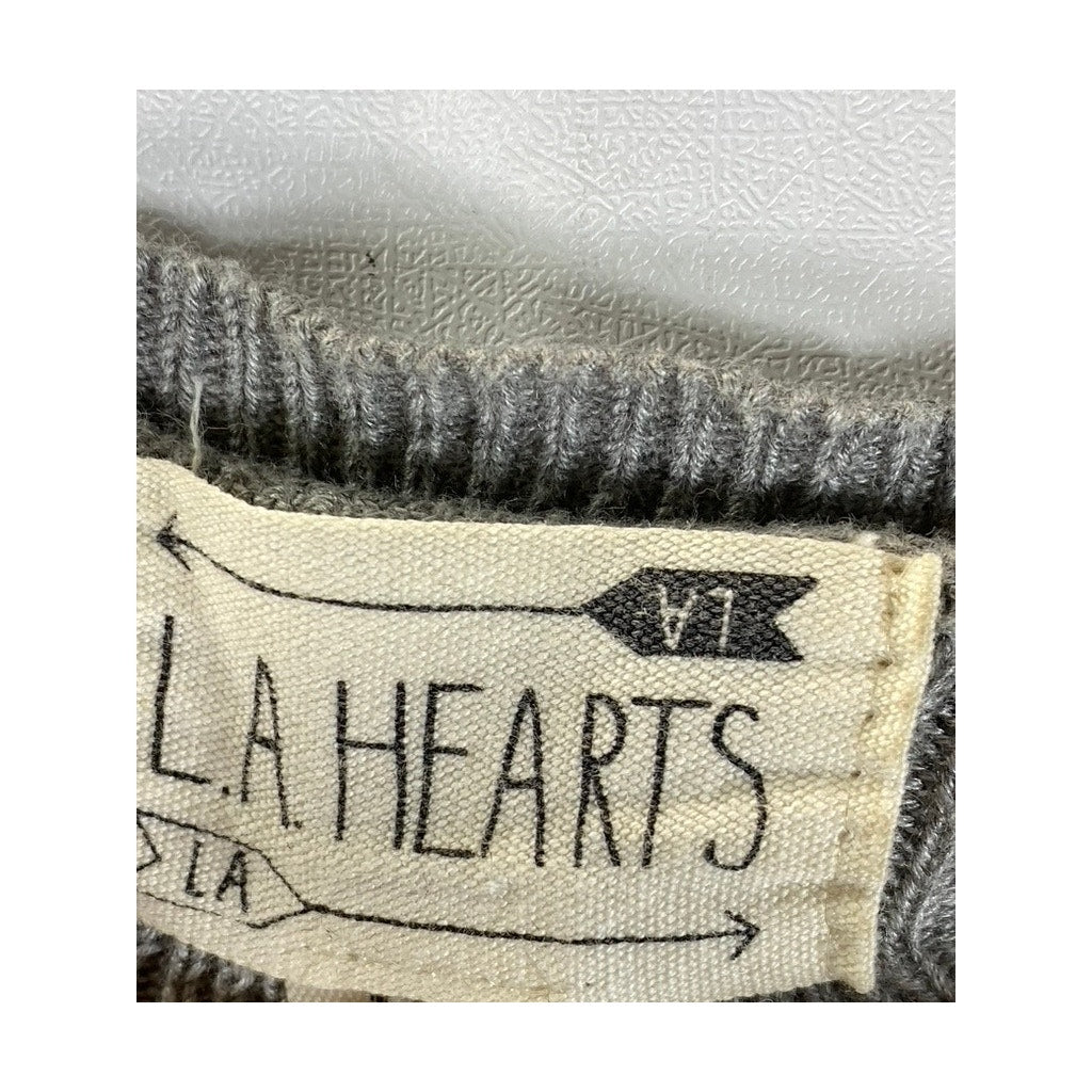 LA HEARTS Pacsun Women's Grey Ribbed Knit Crewneck Long Sleeve Crop Top SZ M
