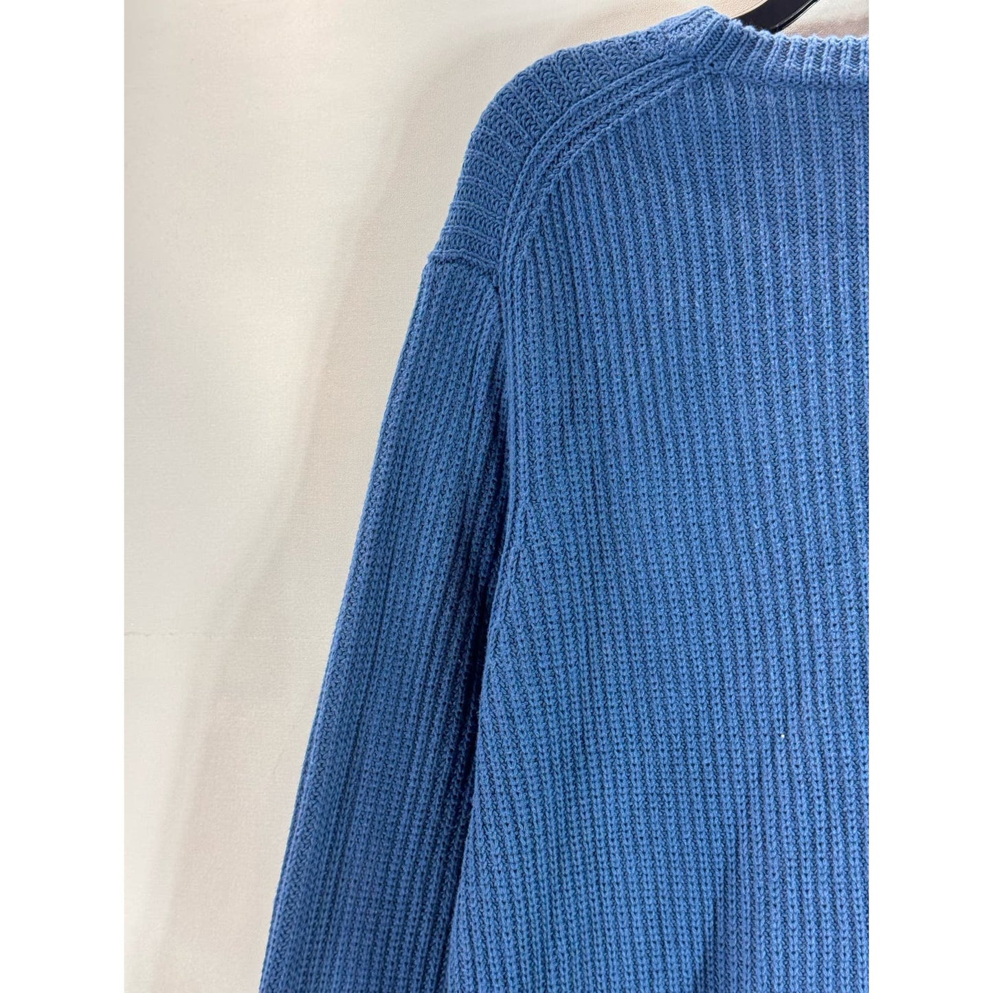 J.CREW Men's Blue Cotton Ribbed Crewneck Knit Pullover Sweater SZ M