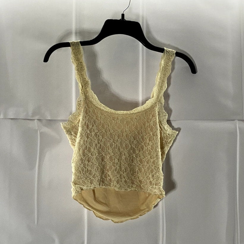 SHEIN ICON Women's Beige Straight-Neck Lace Tie-Front Tank Top SZ S