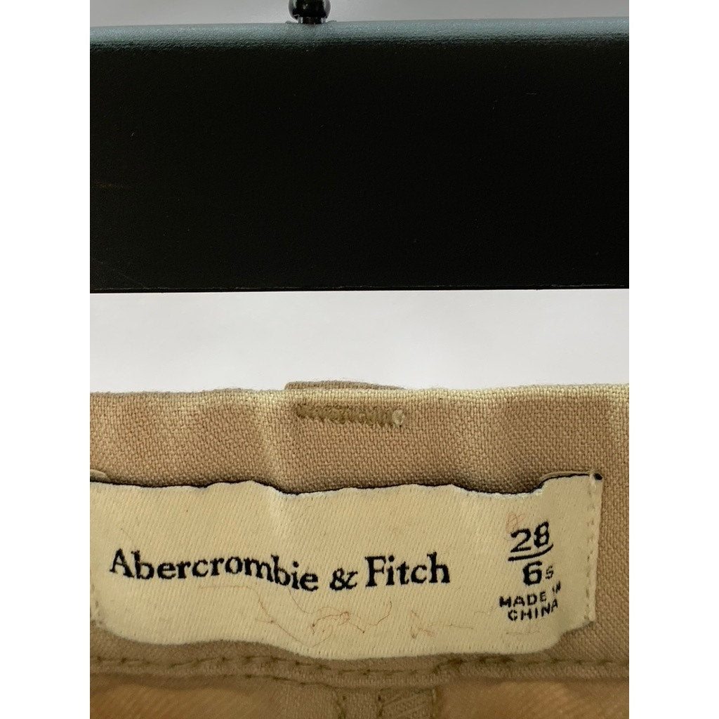 ABERCROMBIE & FITCH Women's Tan Regular-Fit Mid-Rise Wide-Leg Dress Pant SZ 28