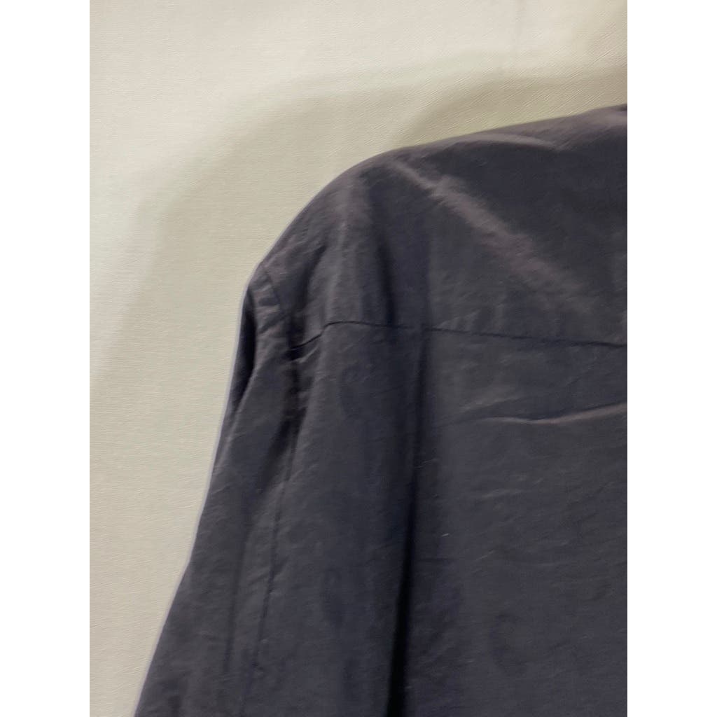 JARED LANG Men's Black Solid Cotton Slim-Fit Button-Up Long Sleeve Shirt SZ L