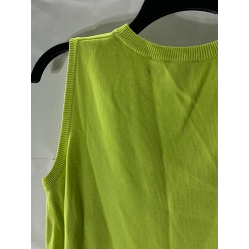 EURO-X Women's Neon Green Crewneck Sleeveless Top SZ M