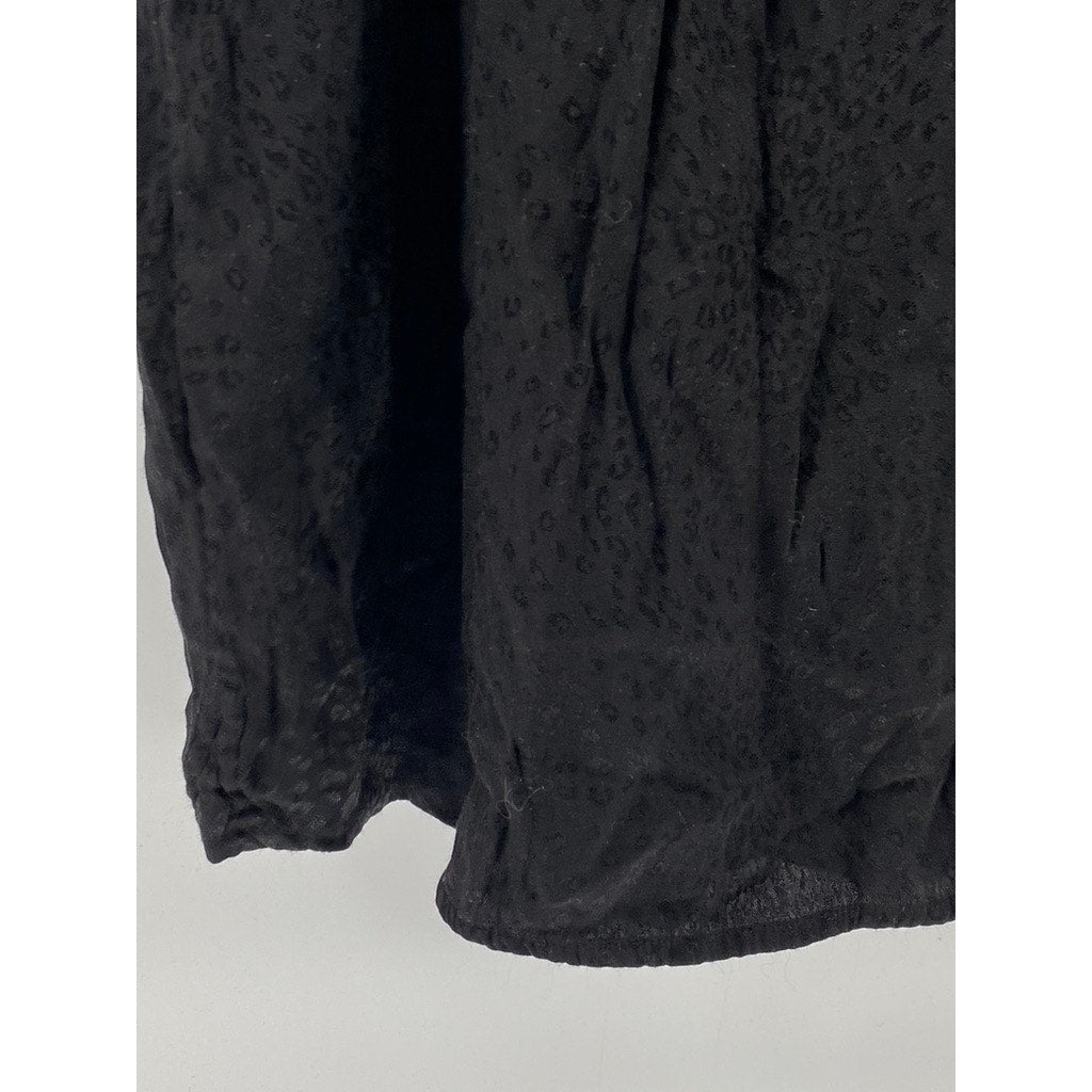 & OTHER STORIES Women's Black Animal Print Button-Up Mini Shirt Dress SZ 4