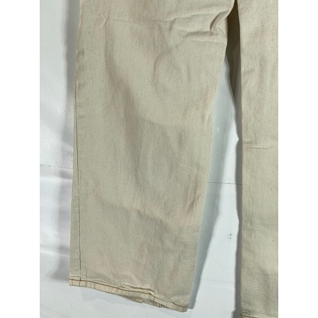H&M DIVIDED Women's Beige Five-Pocket Wide-Leg Straight Pant SZ 4