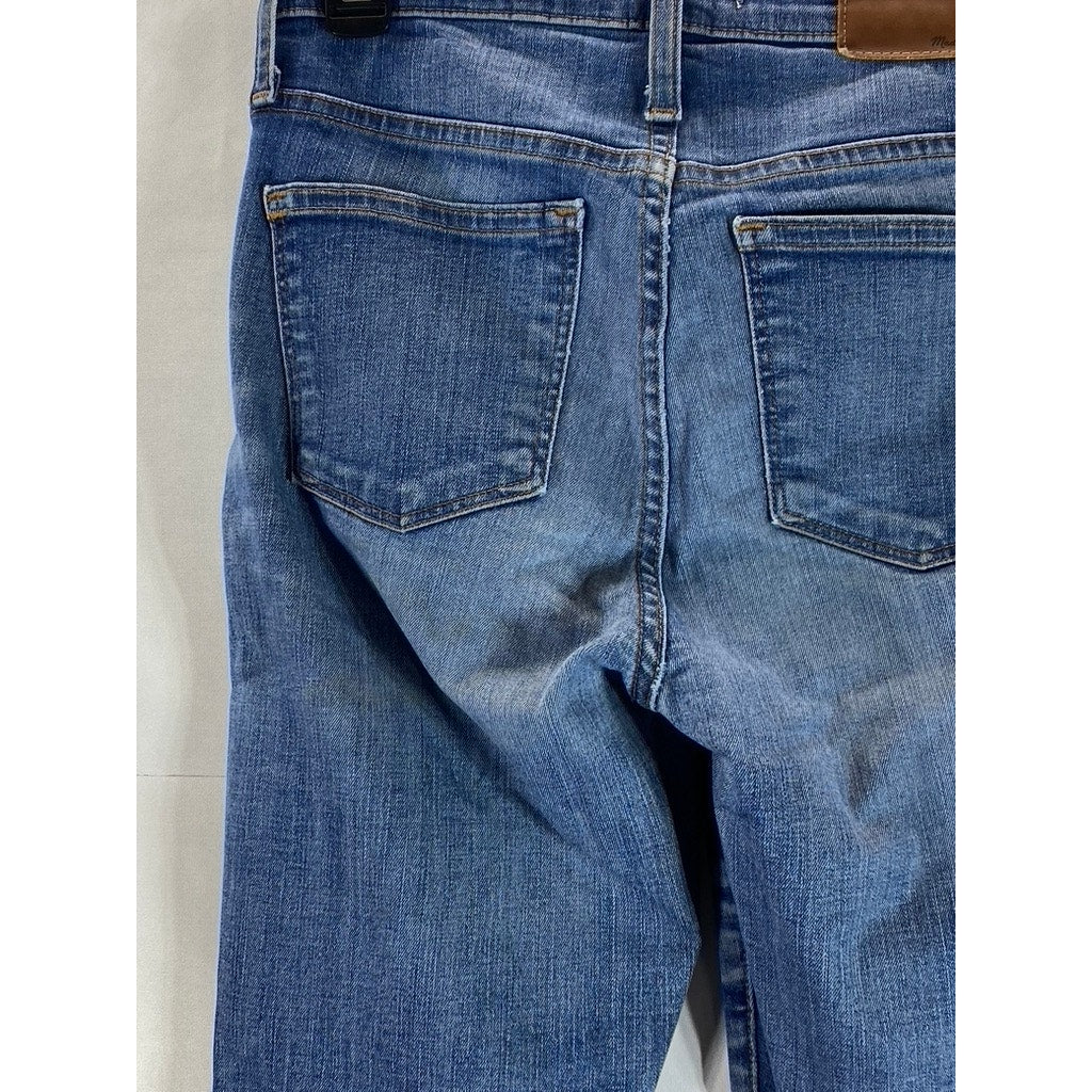 MADEWELL Women's Dark Blue 10" High-Rise Button-Fly Raw-Hem Skinny Jean SZ 27