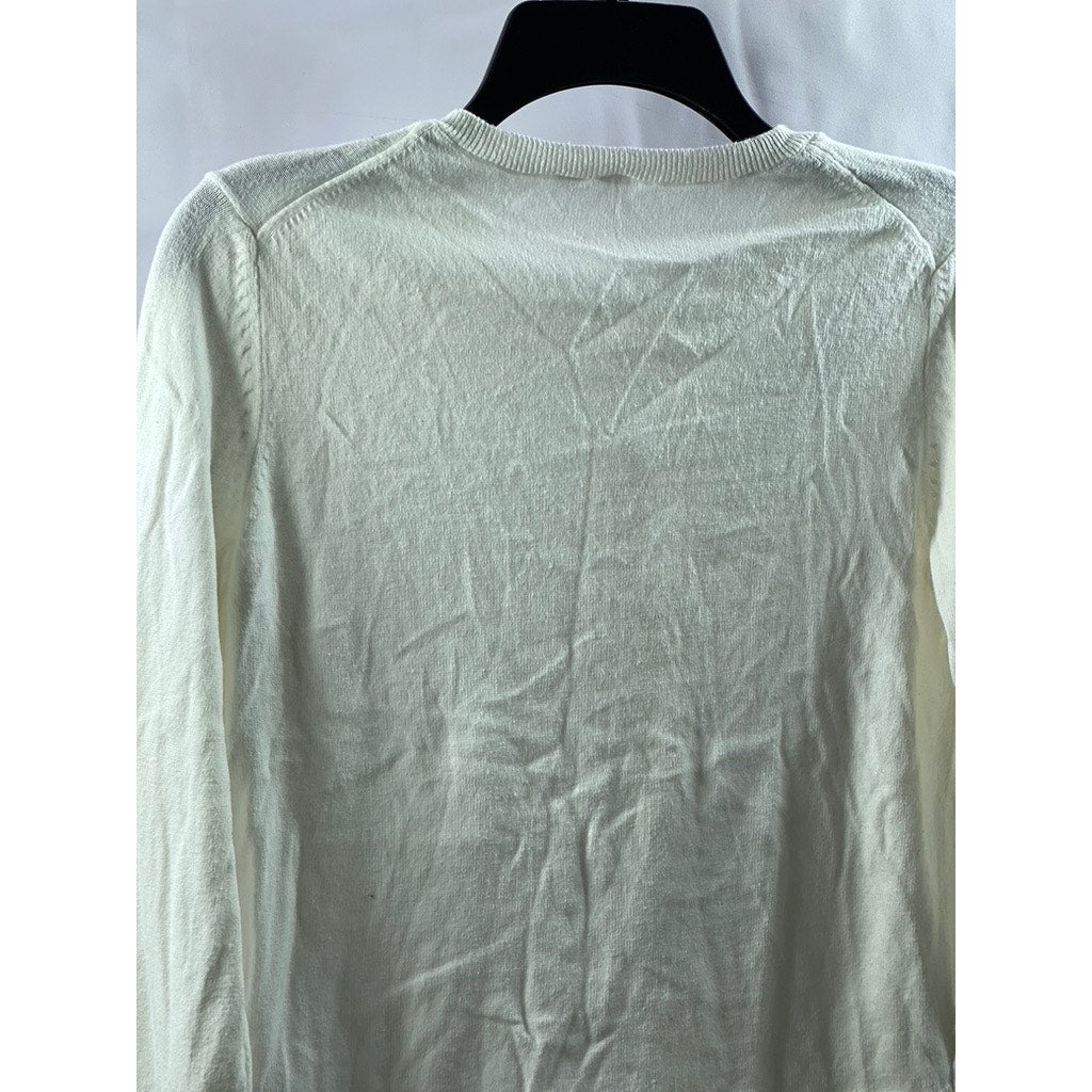 GAP Women's Cream Crewneck Button-Up Long Sleeve Cardigan SZ S