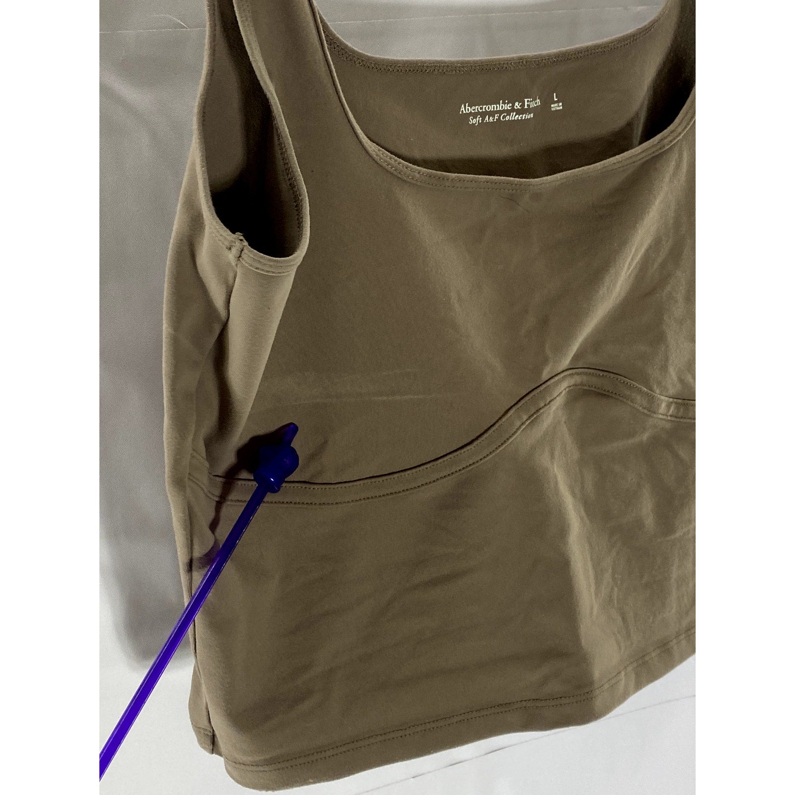 ABERCROMBIE & FITCH Women's Brown Straight-Neck Cropped Tank Top SZ L