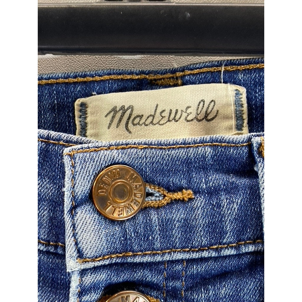 MADEWELL Women's Dark Blue 10" High-Rise Button-Fly Raw-Hem Skinny Jean SZ 27