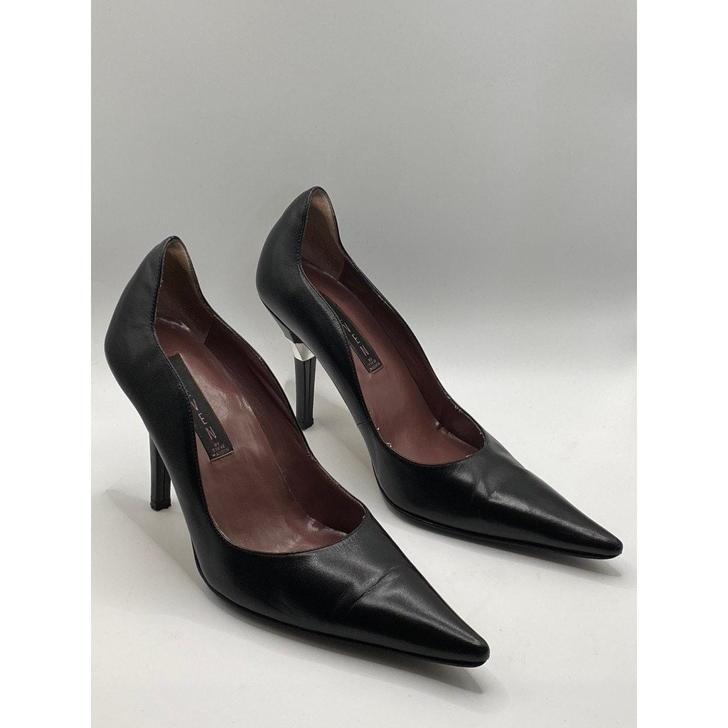 STEVEN BY STEVEN MADDEN Women's Black Leather Pointed-Toe Stiletto Pumps SZ 7.5
