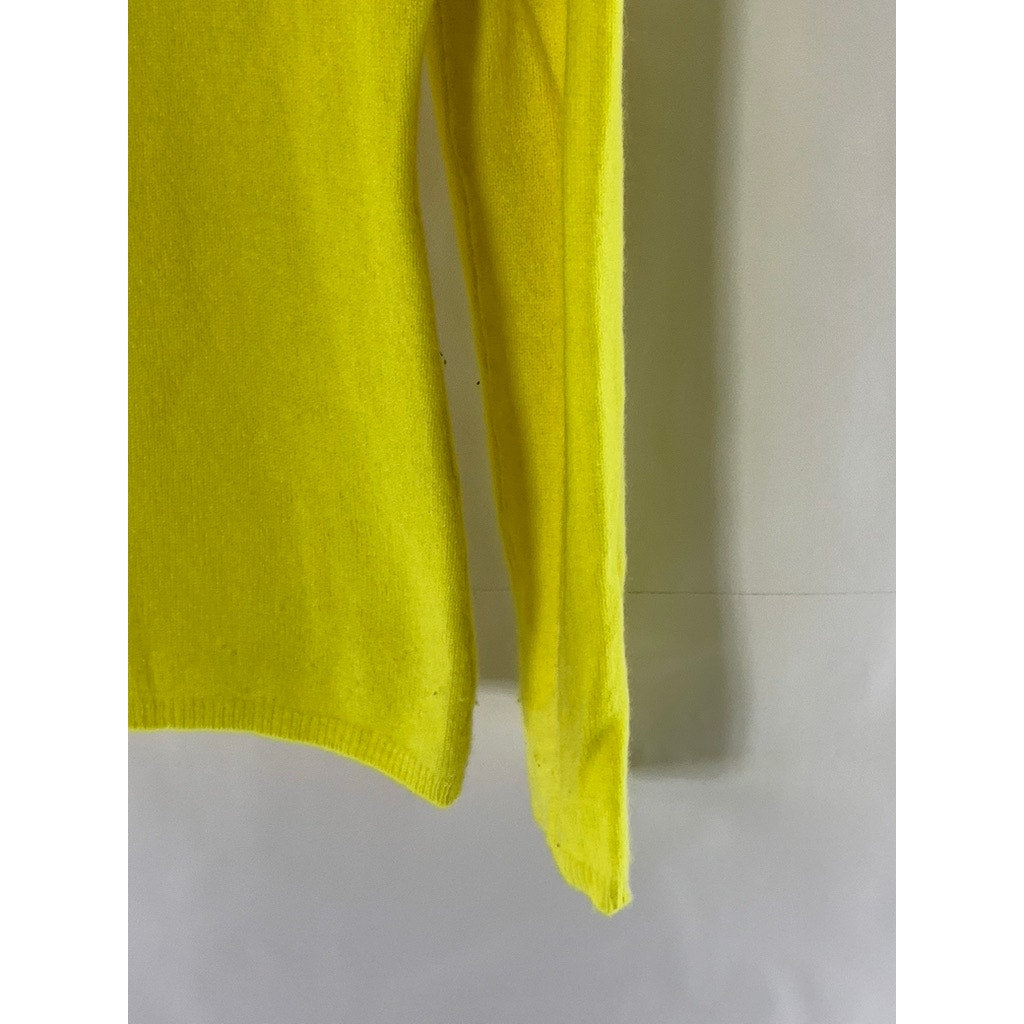 LORD & TAYLOR Women's Yellow Cashmere Crewneck Long Sleeve Pullover Sweater SZ S