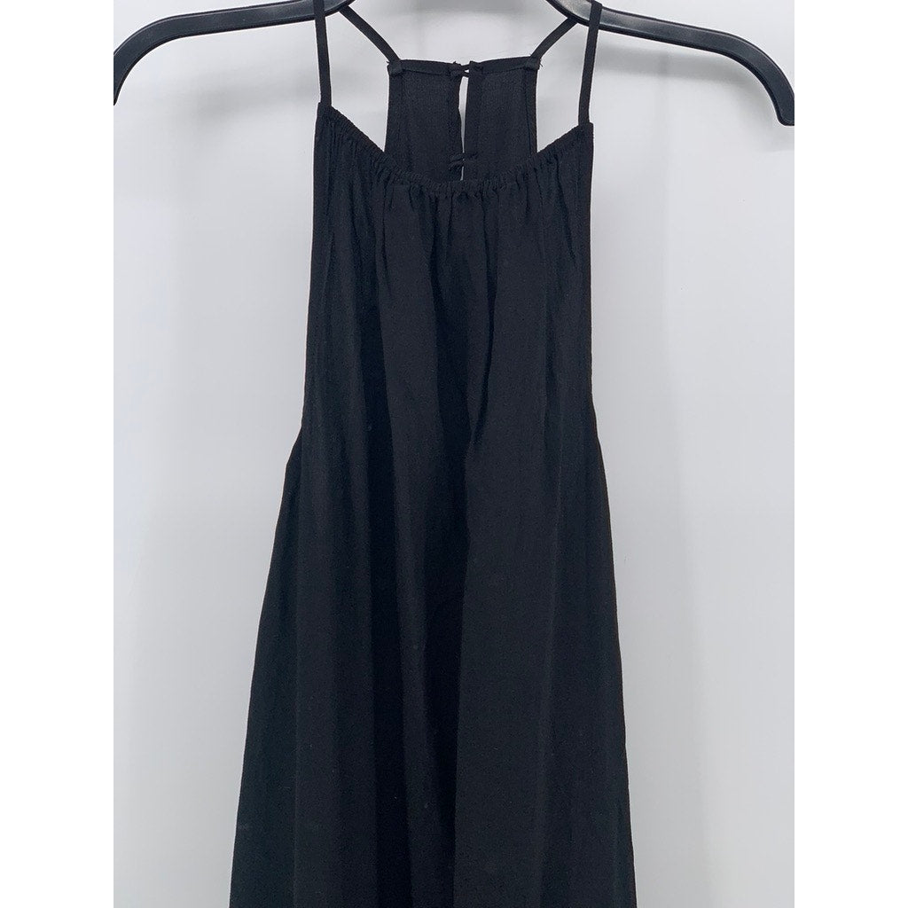 SILENCE + NOISE Women's Black Sleeveless Halter Maxi A-Line Dress SZ M