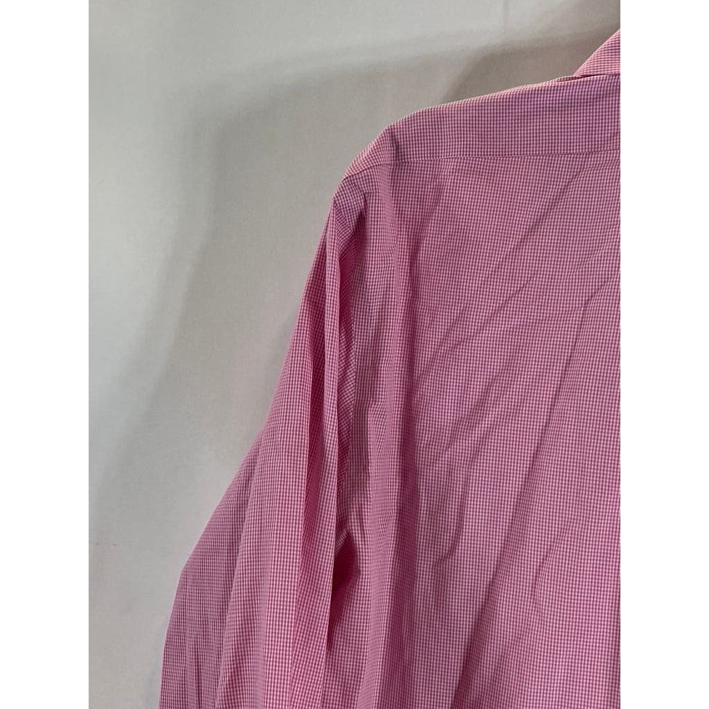 BROOKS BROTHERS 346 Men's Pink Gingham Slim-Fit Button-Up Long Sleeve Shirt SZ16
