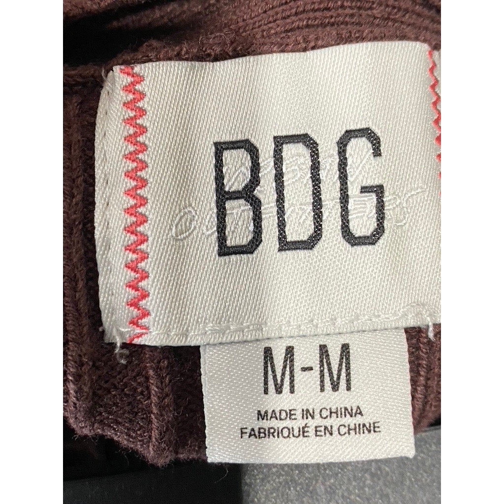 BDG BY URBAN OUTFITTERS Women's Brown Ribbed Cross-Neck Halter Crop Top SZ M