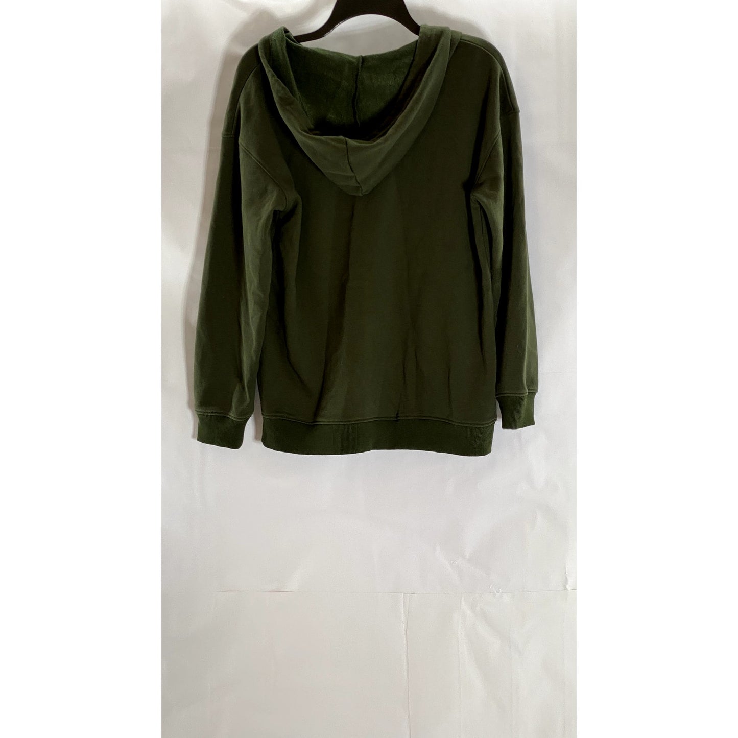 UNBRANDED Women's Army Green Solid Casual Zip-Up Hooded Sweater SZ L