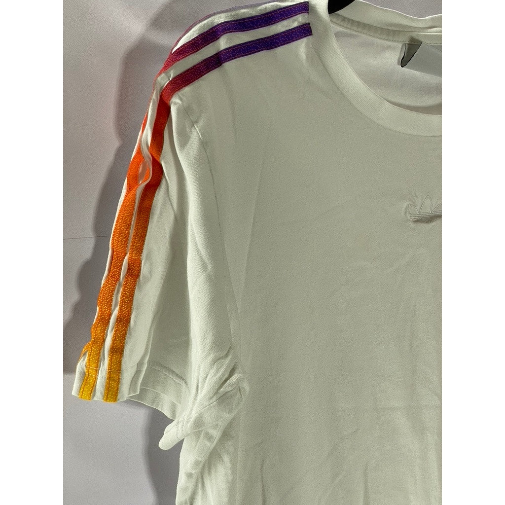 ADIDAS Men's White-Multi Originals California Trefoil 3 Stripes Shirt SZ L