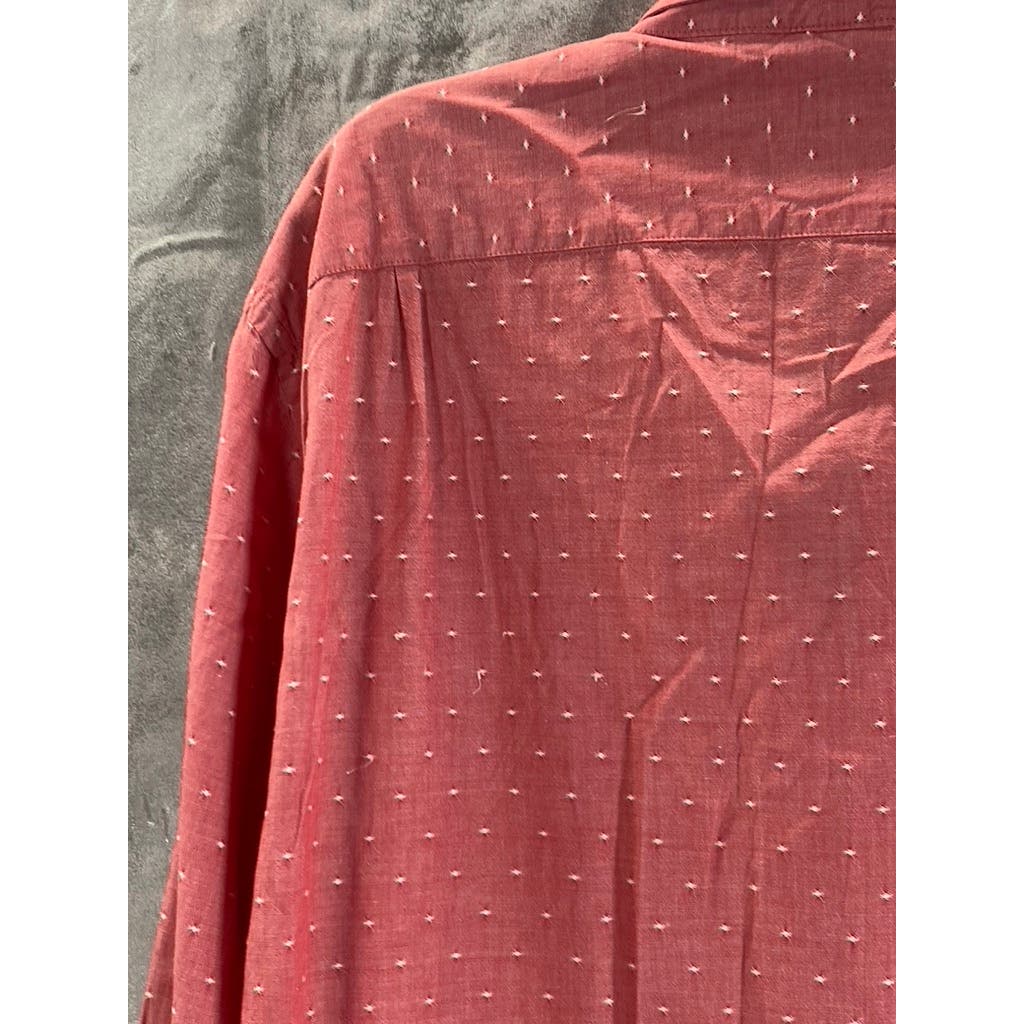 J.CREW Men's Red Textured Regular-Fit Cotton Button-Up Long Sleeve Shirt SZ XL