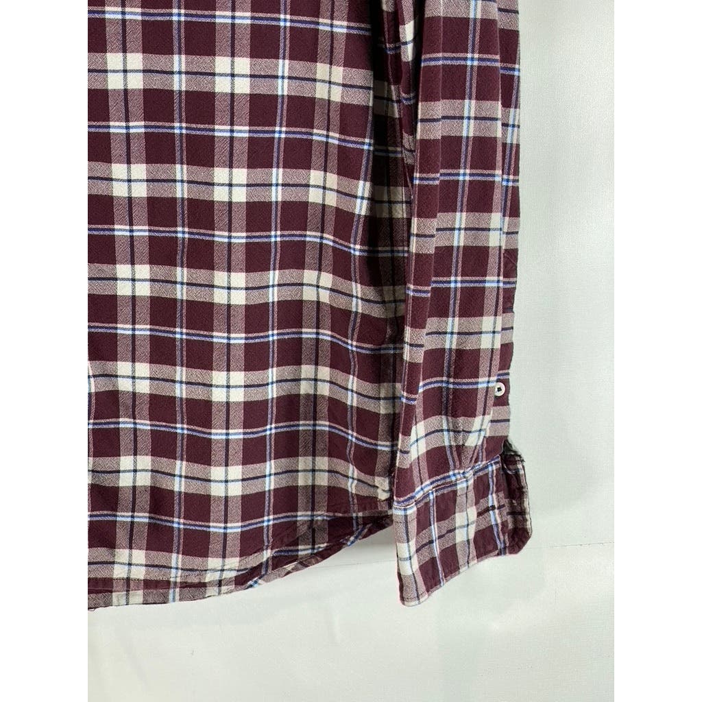 AMERICAN EAGLE OUTFITTERS Men's Burgundy Plaid Seriously Soft Flannel Shirt SZ M