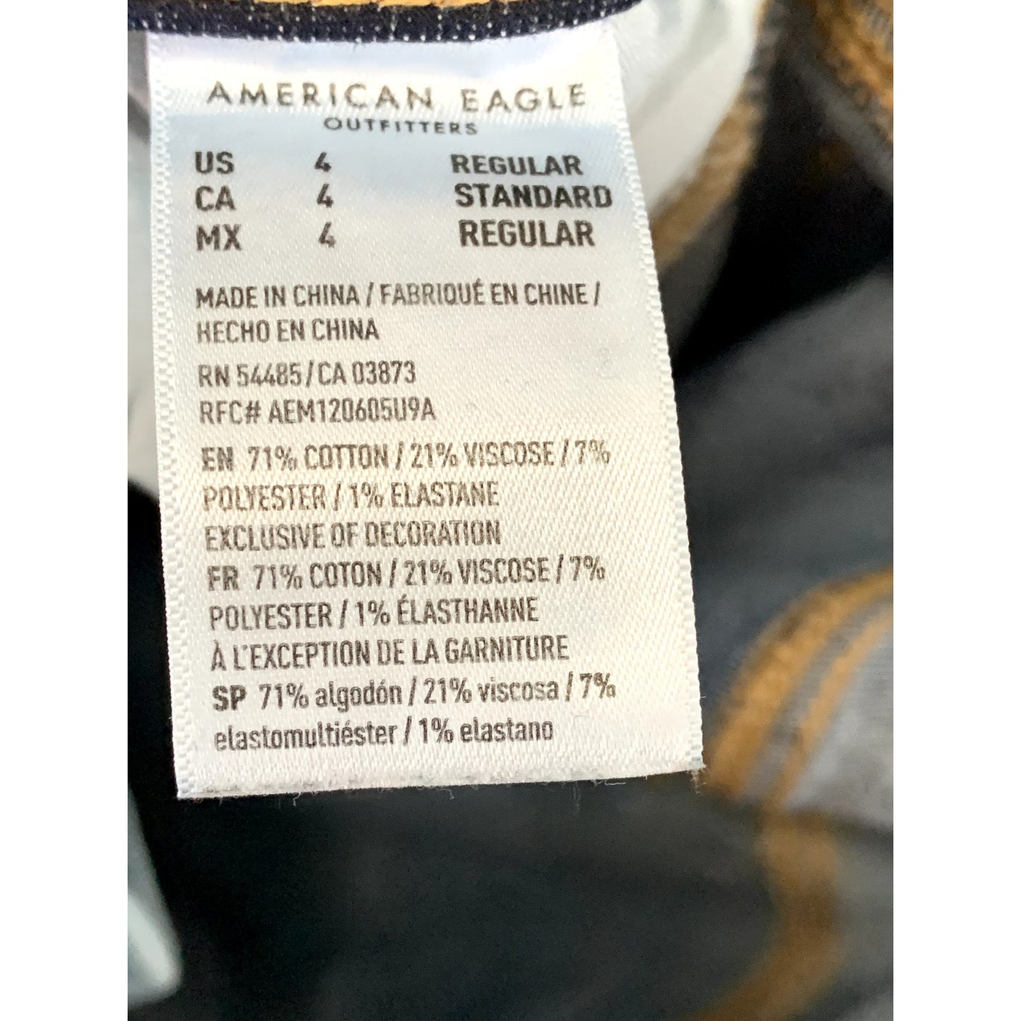 AMERICAN EAGLE Women's Dark Blue Regular-Fit Skinny-Leg Four-Pocket Jean SZ 4