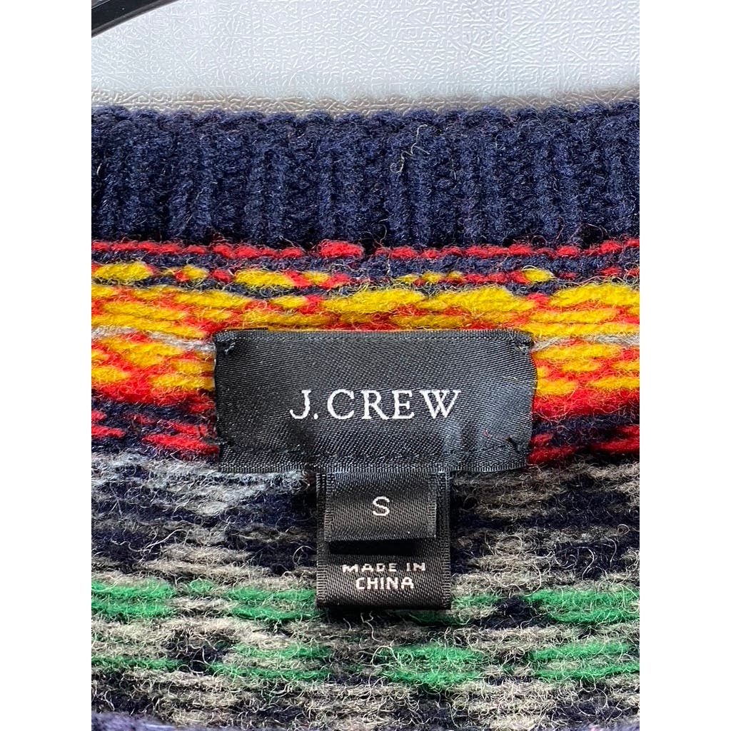 J.CREW Men's Multicolor Crewneck Lambs Wool Knit Long Sleeve Sweater SZ S