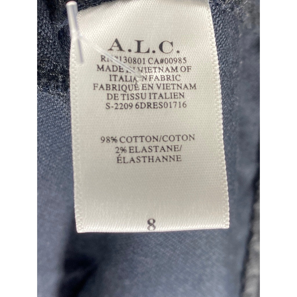 A.L.C. Women's Black Velvet Ivy Button-Front Long Sleeve Mini Dress SZ 8