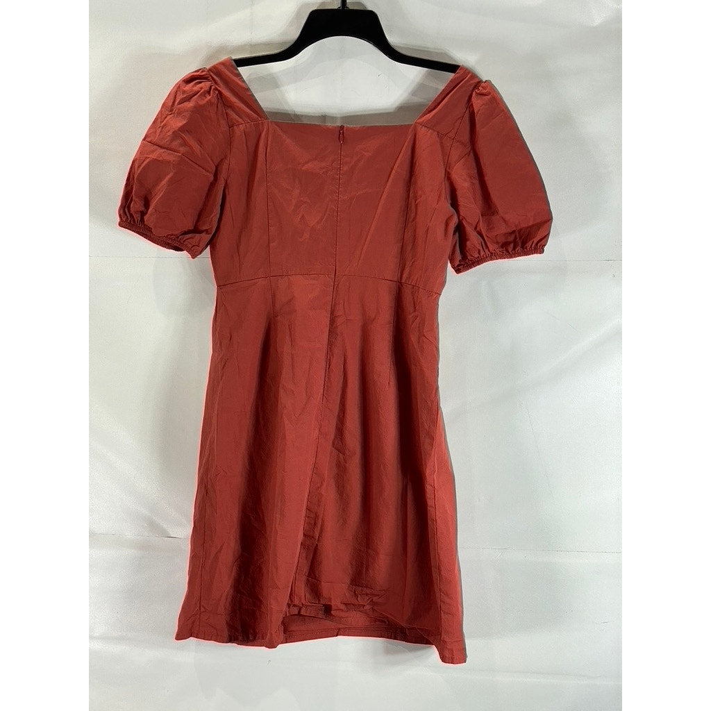 MADE BY MISHOW Women's Red Puff Sleeve Square Neck Mini Dress SZ L
