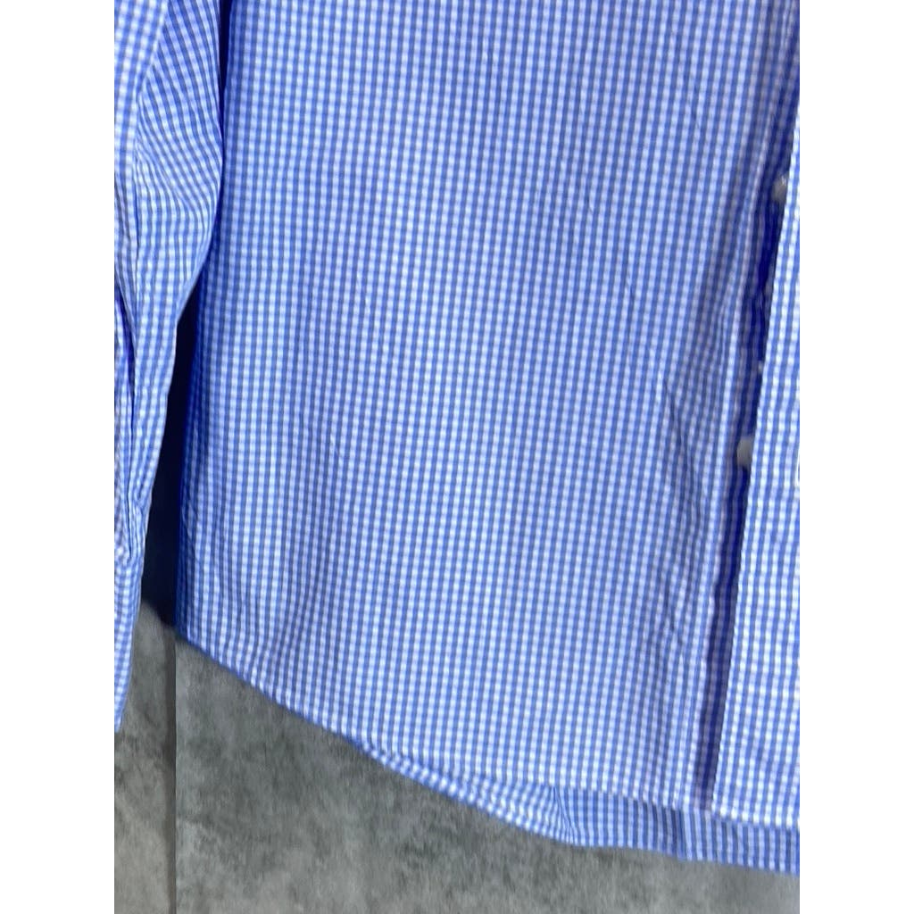 CHARLES TYRWHITT Men's Blue Gingham Slim-Fit Non-Iron Button-Up Shirt SZ S