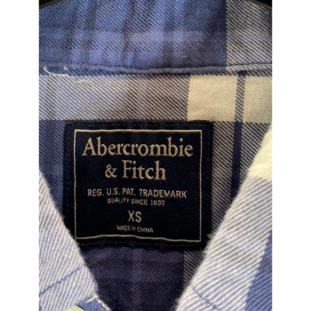 ABERCROMBIE & FITCH Men's Blue Plaid Button-Down Long Sleeve Shirt SZ XS