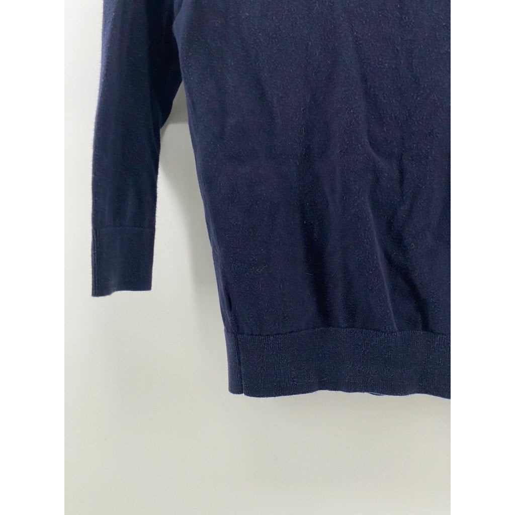 TALBOTS Women's Petite Navy Button-Up Long Sleeve Pima Cotton Cardigan SZ P(XS)