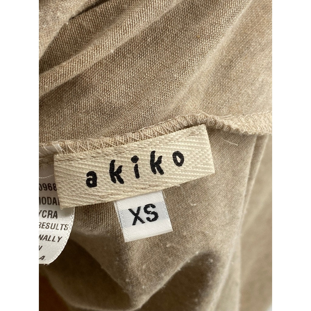 AKIKO Women's Tan Crewneck Sleeveless Cutout Drapey Back Casual Mini Dress SZ XS