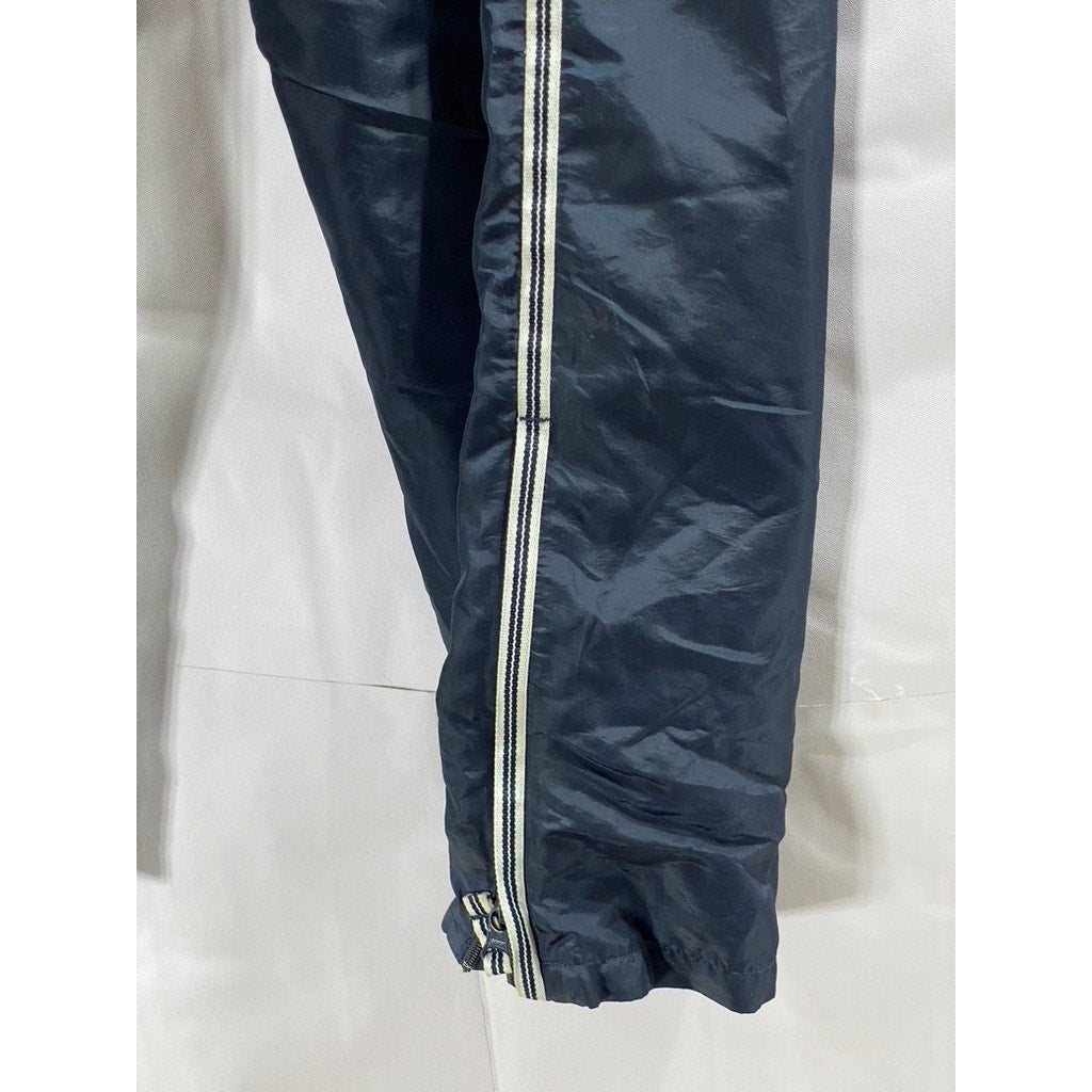 GAP Men's Navy Blue Stripe Drawstring Nylon Relaxed-Fit Track Pants SZ M