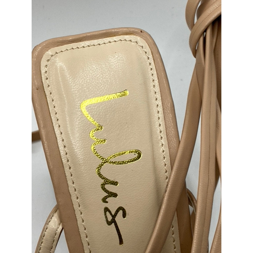 LULUS Women's Light Nude Square-Toe Gladiator Strappy Heels SZ 8.5