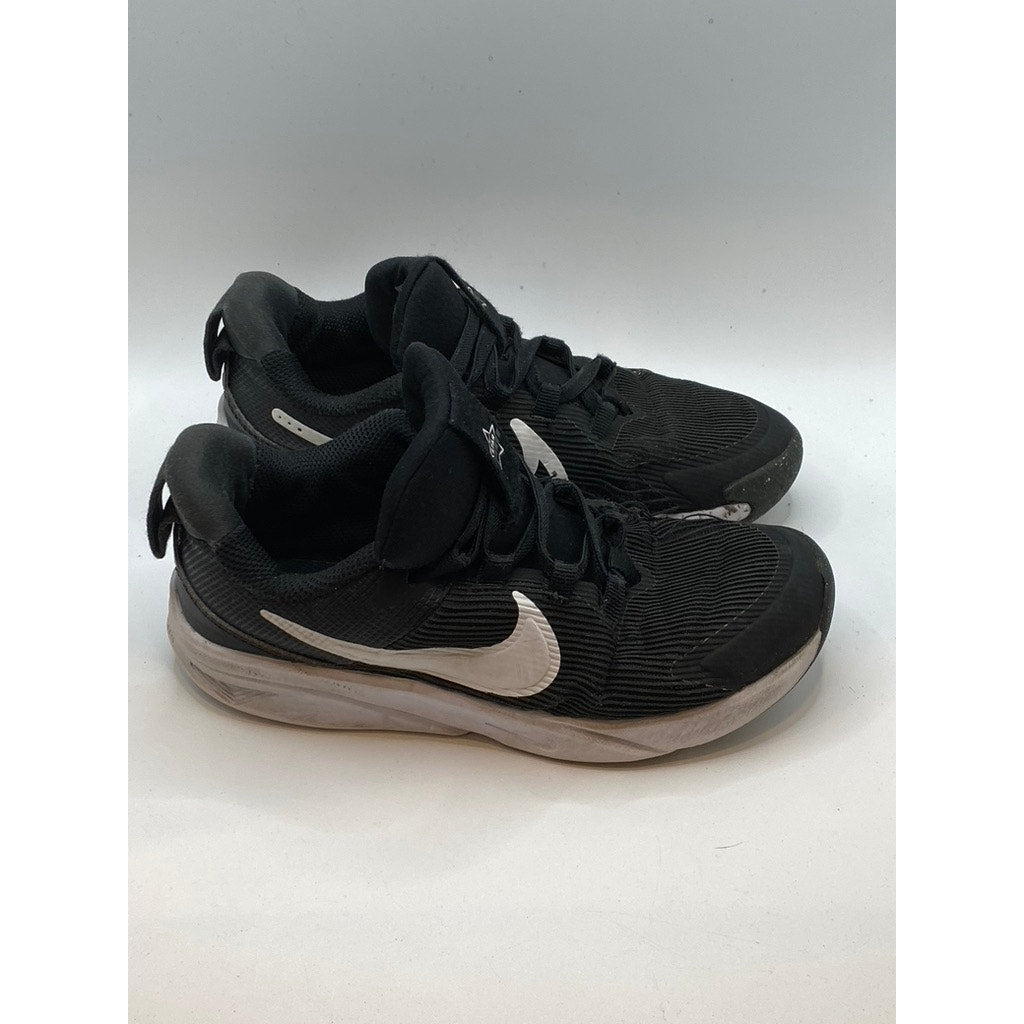 NIKE Kids' Unisex Black-White Star Runner 4 PS Lace-Up Running Sneakers SZ 1