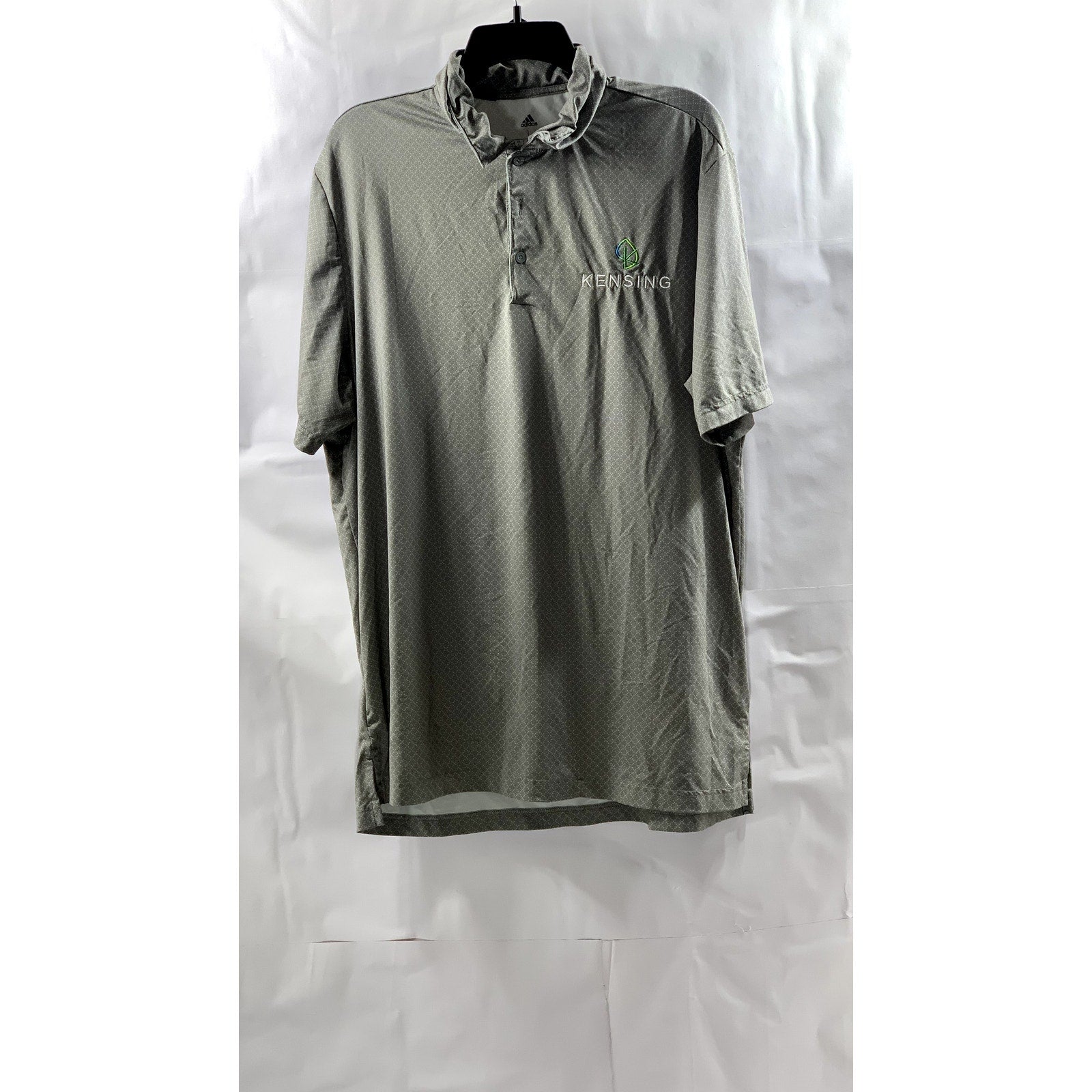 ADIDAS Men's Gray Diamond Print Short Sleeve Golf Polo Shirt SZ L