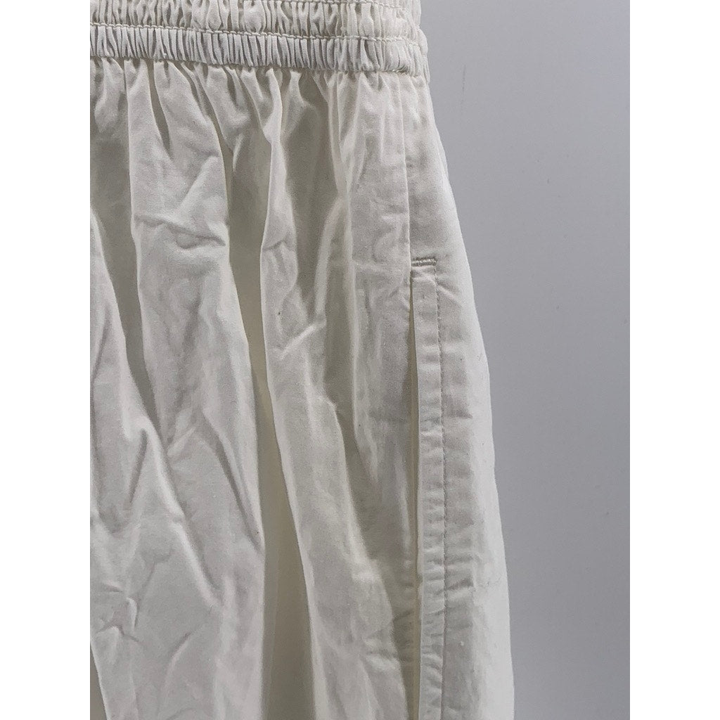 THE DROP Women's White Smocked Spaghetti Strap Fit & Flare Mini Dress SZ S
